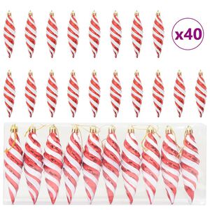 vidaXL Esfera Espiral de Navidad 40 uds. Rojo 3 x 11 cm Pl&aacute;stico LED