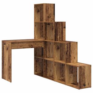 vidaXL Escritorio de Esquina Madera envejecida Madera de ingenier&iacute;a