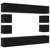 vidaXL Conjunto de mueble de TV 8 uds. Roble Negro