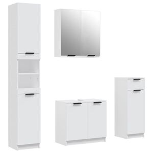 vidaXL Juego de muebles de ba&ntilde;o 4 piezas madera contrachapada blanco