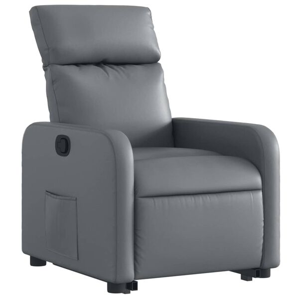 vidaXL Sillón reclinable elevable cuero artificial gris