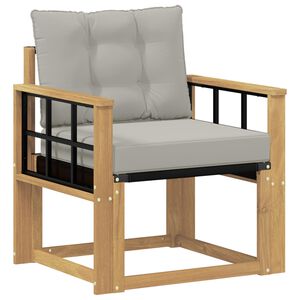 vidaXL Sof&aacute; de exterior Madera maciza de acacia y textileno Blanco