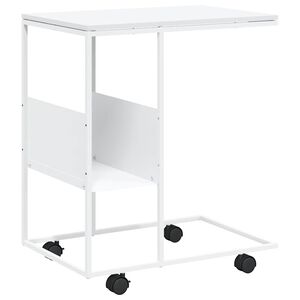 vidaXL Mesa auxiliar con ruedas madera ingenier&iacute;a blanco 55x36x63,5 cm