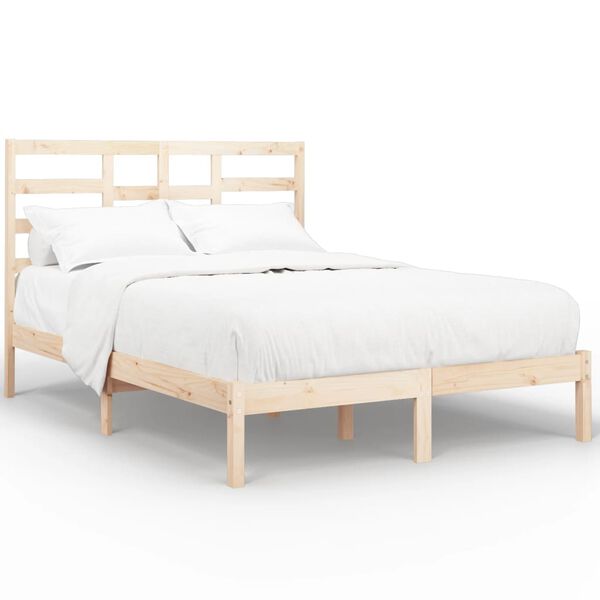 vidaXL Estructura de cama doble sin colchón madera maciza 135x190 cm