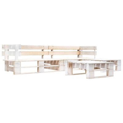 vidaXL Set de muebles de palés para jardín 4 piezas madera blanco