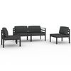 vidaXL Set muebles de jard&iacute;n 4 pzas y cojines aluminio gris antracita