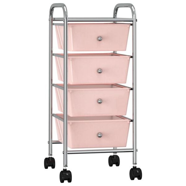 vidaXL Carrito de almacenaje port&aacute;til 4 cajones pl&aacute;stico rosa