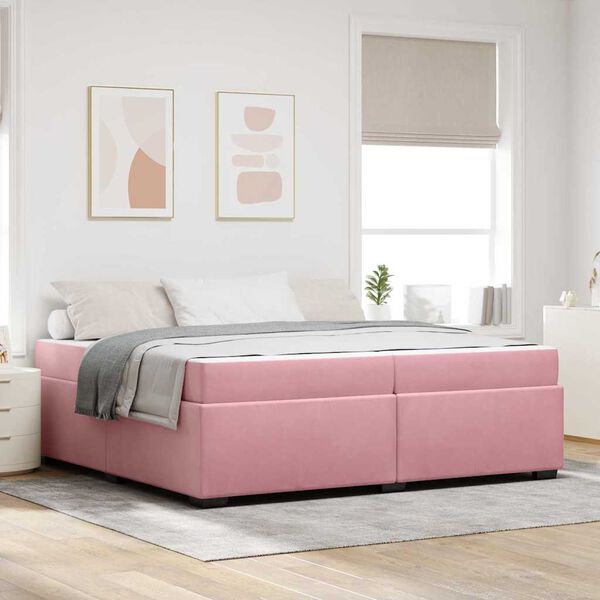 vidaXL Estructura de cama con colch&oacute;n Rosa 200 x 200 cm tela