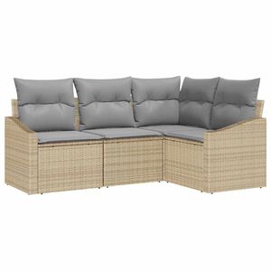vidaXL Conjunto de sof&aacute;s de jard&iacute;n 4 uds. Beige y Gris Claro