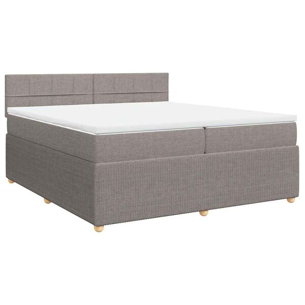 vidaXL Cama box spring con colch&oacute;n tela gris taupe 200x200 cm