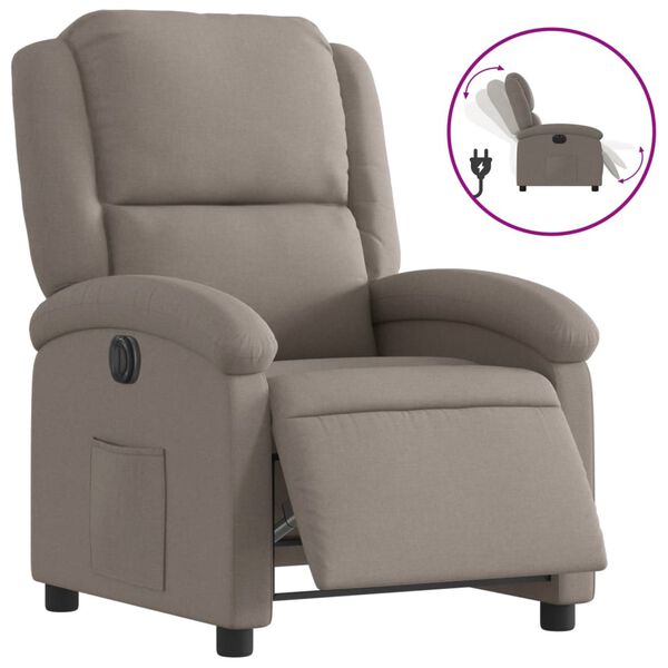 vidaXL Sill&oacute;n reclinable el&eacute;ctrico tela gris taup&eacute;