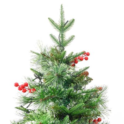 vidaXL Árbol de Navidad con luces y piñas PVC PE verde 195 cm