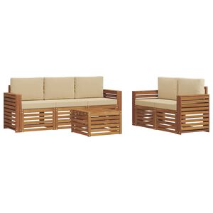 vidaXL Conjunto de sof&aacute;s de exterior 6 uds. Natural y Beige
