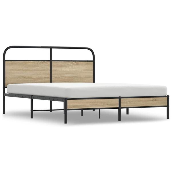 vidaXL Estructura de cama sin colch&oacute;n 160x200 cm madera roble ahumado