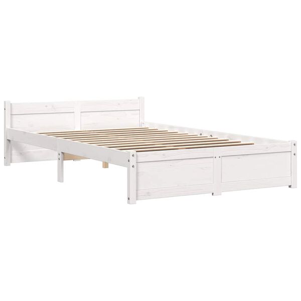 vidaXL Estructura de cama sin colch&oacute;n madera maciza blanco 120x200 cm