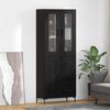 vidaXL Aparador alto con caj&oacute;n 2 pcs Roble Negro Madera de ingenier&iacute;a