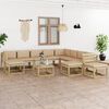 vidaXL Juego de muebles jard&iacute;n 12 pzas cojines madera pino impregnado
