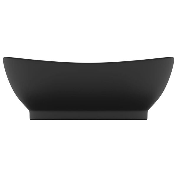vidaXL Lavabo lujoso con rebosadero cer&aacute;mica negro mate 58,5x39 cm