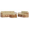 vidaXL Conjunto de sof&aacute;s de exterior con coj&iacute;n 6 pcs Natural y Beige