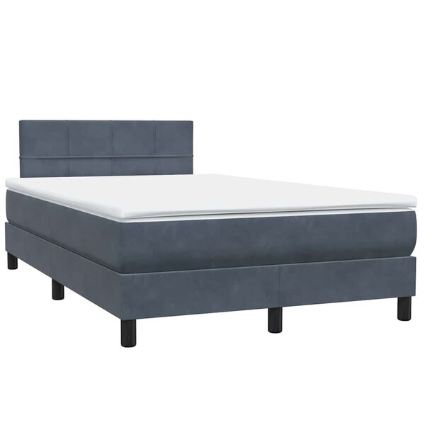 vidaXL Cama box spring con colch&oacute;n terciopelo gris oscuro 120x220 cm
