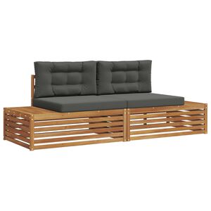 vidaXL Conjunto de sof&aacute;s de exterior con coj&iacute;n Natural y Antracita