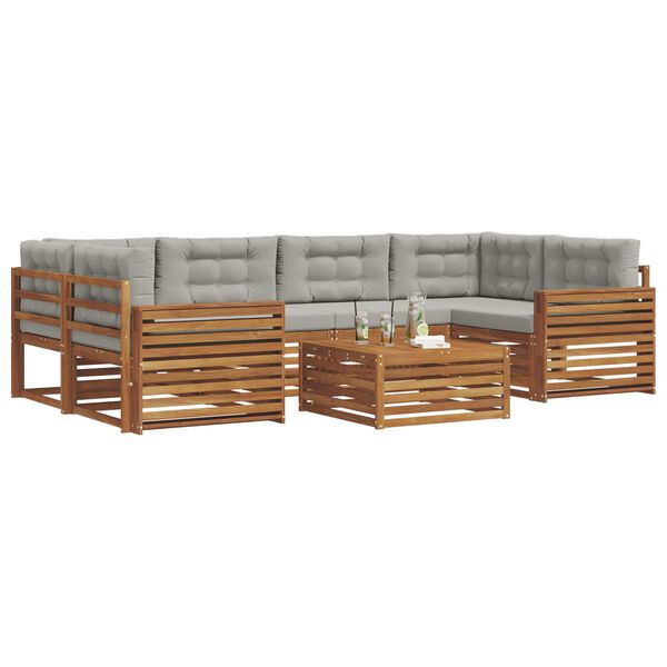 vidaXL Conjunto de sof&aacute;s de exterior 7 pcs Gris Natural y Claro