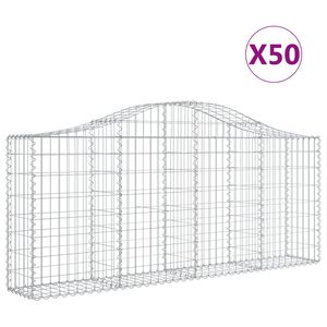 vidaXL Cestas de gaviones 50 uds forma de arco hierro 200x30x80/100 cm