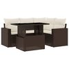 vidaXL Set comedor de jard&iacute;n 5 piezas y cojines rat&aacute;n sint&eacute;tico marr&oacute;n