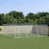 vidaXL Perrera de exterior acero galvanizado plateado 6x6x2 m