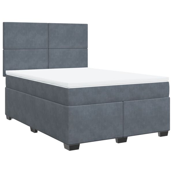 vidaXL Cama box spring con colchón terciopelo gris oscuro 140x190 cm