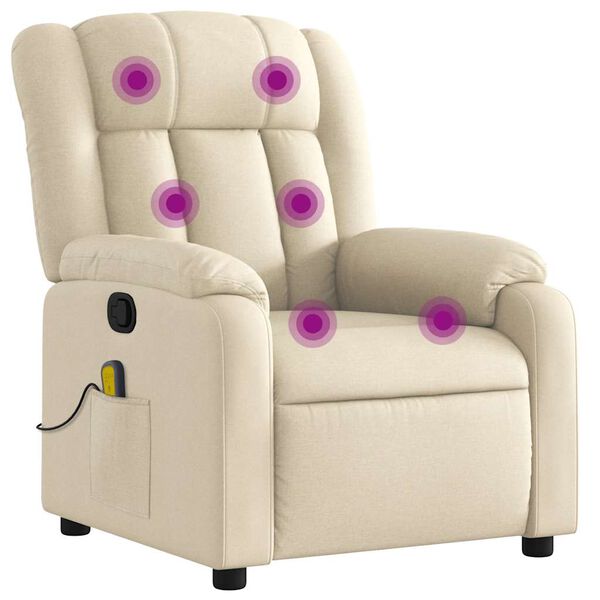 vidaXL Sill&oacute;n de masaje reclinable de tela crema