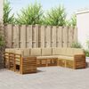 vidaXL Juegos de sof&aacute;s 9 pcs Natural y Beige Madera de Acacia S&oacute;lida