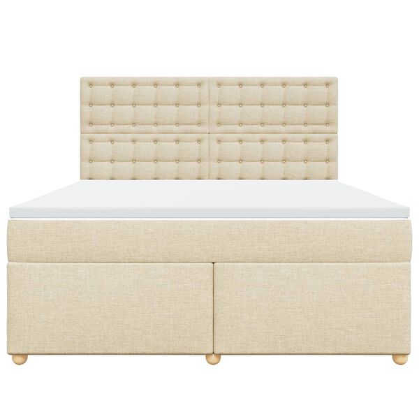 vidaXL Cama box spring con colch&oacute;n tela color crema 180x200 cm