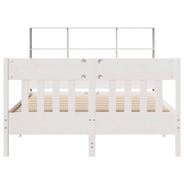 vidaXL Estructura de cama sin colch&oacute;n madera maciza blanca 120x190 cm