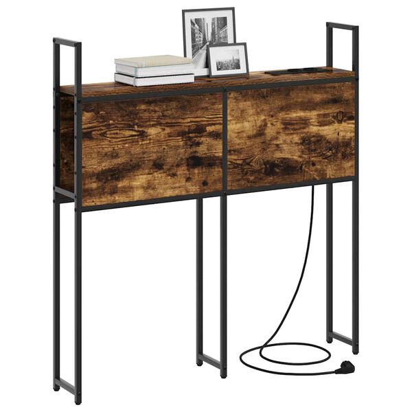 vidaXL Cabecero de Almacenamiento con Estaci&oacute;n de Carga Roble ahumado