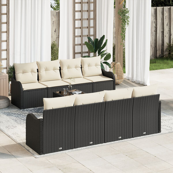 vidaXL Conjunto de sof&aacute; de jard&iacute;n Negro 55 x 55 x 37 cm