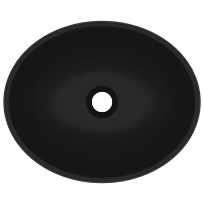 vidaXL Lavabo de lujo ovalado cerámica negro mate 40x33 cm