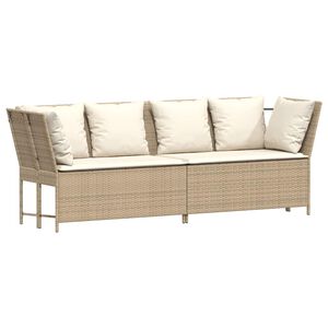 vidaXL Sof&aacute; de jard&iacute;n con cojines rat&aacute;n sint&eacute;tico beige