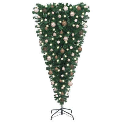 vidaXL Árbol de Navidad artificial invertido con LEDs y bolas 150 cm