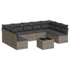 vidaXL Set de sof&aacute;s de jard&iacute;n 10 pzas con cojines rat&aacute;n sint&eacute;tico gris
