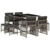 vidaXL Set comedor jard&iacute;n 9 pzas y cojines rat&aacute;n sint&eacute;tico gris