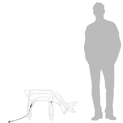 vidaXL Figura de reno de Navidad blanco cálido 73x31x45 cm