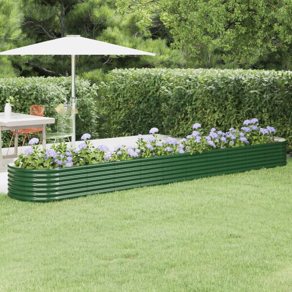 vidaXL Jardinera arriate acero galvanizado verde 440x80x36 cm