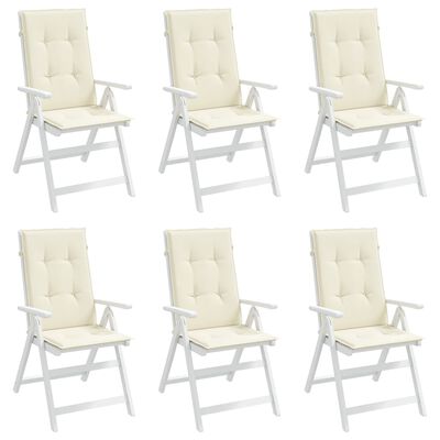 vidaXL Cojín silla de jardín respaldo alto 6 uds tela crema 120x50x3cm