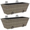 vidaXL Jardineras con ganchos 2 unidades rat&aacute;n sint&eacute;tico gris
