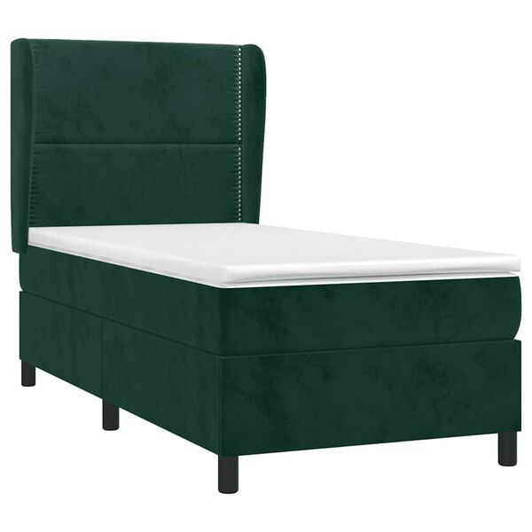 vidaXL Cama box spring con colch&oacute;n terciopelo verde oscuro 80x200 cm