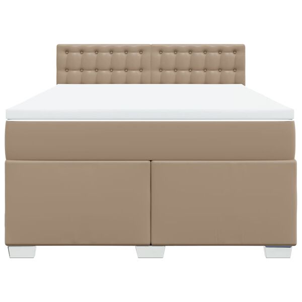 vidaXL Cama box spring con colch&oacute;n cuero sint&eacute;tico capuchino 160x200cm