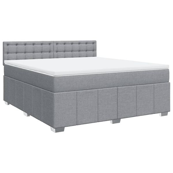 vidaXL Cama box spring con colch&oacute;n tela gris claro 180x200 cm