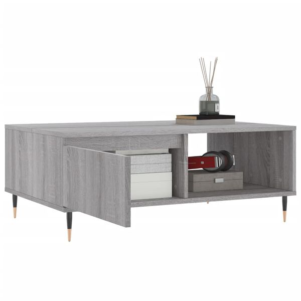 vidaXL Mesa de centro madera de ingenier&iacute;a gris Sonoma 90x60x35 cm