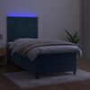 vidaXL Cama box spring colch&oacute;n y LED terciopelo azul oscuro 80x200 cm